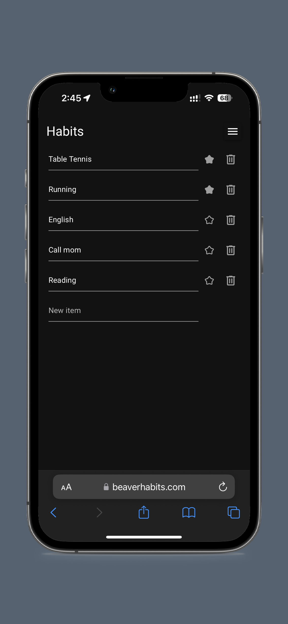 Habit statistics and progress tracking